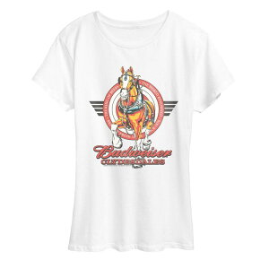 �A�j���L�����N�^�[ ���f�B�[�X �g�b�v�X T�V���c �O���t�B�b�N Licensed Character Women's Budweiser Clydesdales Crest Graphic Tee White �z���C�g