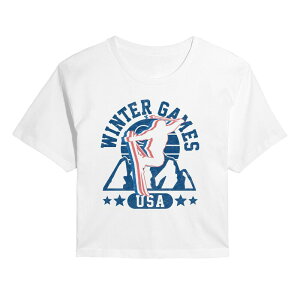 �A�j���L�����N�^�[ ���f�B�[�X �g�b�v�X T�V���c �N���b�v�h Licensed Character Juniors' SO Winter Gameskiing Cropped Tee White �z���C�g