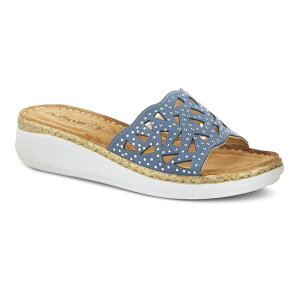yz tNTX fB[X T_ V[Y Flexus by Spring Step Windom Women's Rhinestone Slide Sandals Denim Blue