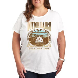 �A�j���L�����N�^�[ ���f�B�[�X �g�b�v�X T�V���c �v���X�T�C�Y �O���t�B�b�N Licensed Character Plusize Yellowstone Dutton Ranch Graphic Tee White �z���C�g