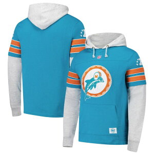 �t�H�[�e�B�Z�u���u�����h �����Y �g�b�v�X T�V���c �p�[�J�[ 47 Brand Men's '47 Aqua Miami Dolphins Double Header Blitz Throwback Cornerback Pullover Hoodie Dol Turq A �A�N�A