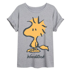 �A�j���L�����N�^�[ ���f�B�[�X �g�b�v�X T�V���c LICENSED CHARACTER Juniors' Peanuts Woodstock Oversized Tee Heather Gray �O���[