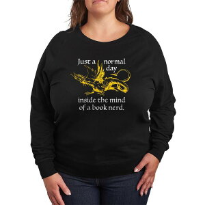 �A�j���L�����N�^�[ ���f�B�[�X �g�b�v�X T�V���c �v���X�T�C�Y �p�C�� Licensed Character Plusize Just a Normal Day Inside The Mind Of Book Nerd French Terry Long Sleeve Tee Black �u���b�N