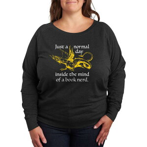 �A�j���L�����N�^�[ ���f�B�[�X �g�b�v�X T�V���c �v���X�T�C�Y �p�C�� Licensed Character Plusize Just a Normal Day Inside The Mind Of Book Nerd French Terry Long Sleeve Tee Heather Charcoal �`���R�[��