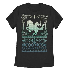 �A�j���L�����N�^�[ ���f�B�[�X �g�b�v�X T�V���c �Z�[�^�[ Licensed Character Juniors' Nintendo Zelda Link and Epona Ugly Holiday Sweater Tee Black �u���b�N