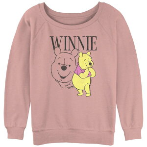 �f�B�Y�j�[ ���f�B�[�X �g�b�v�X T�V���c �p�C�� �O���t�B�b�N Disney's Winnie The Pooh Curious Pose Juniors' Graphic Slouchy Terry Desert Pink �s���N