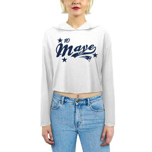 �}�W�F�X�e�B�b�N ���f�B�[�X �g�b�v�X T�V���c �p�[�J�[ Women's Majestic Threads Drake Maye White New England Patriots Glitter Wordmark Hoodie Pat White �z���C�g