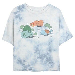 �A�j���L�����N�^�[ ���f�B�[�X �g�b�v�X T�V���c �N���b�v�h �O���t�B�b�N Licensed Character Juniors' Pokemon Characters Taking A Nap Cropped Graphic Tee White Blue �z���C�g