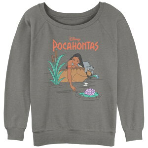 �f�B�Y�j�[ ���f�B�[�X �g�b�v�X T�V���c �p�C�� �O���t�B�b�N Disney Juniors' Pocahontas With Meeko Fishingraphic Slouchy Terry Gray Heather �O���[