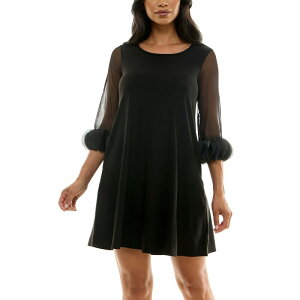 �j�i���I�i���h ���f�B�[�X �g�b�v�X �����s�[�X Women's Nina Leonard Trapeze Dress with Pockets Black One �u���b�N