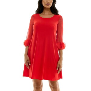�j�i���I�i���h ���f�B�[�X �g�b�v�X �����s�[�X Women's Nina Leonard Trapeze Dress with Pockets Poppy Red ���b�h