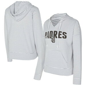 �A���u�����f�b�h ���f�B�[�X �g�b�v�X T�V���c V�l�b�N �p�[�J�[ Unbranded Women's Conceptsport White/Gray San Diego Padres Liftoff Striped V-Neck Hoodie Pad White �z���C�g