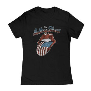 �A�j���L�����N�^�[ ���f�B�[�X �g�b�v�X T�V���c �O���t�B�b�N Licensed Character Juniors' Rolling Stones Tongue USA Graphic Tee Black �u���b�N