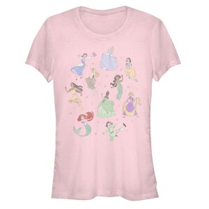 �f�B�Y�j�[ ���f�B�[�X �g�b�v�X T�V���c Disney's Juniors' Disney Princesses Group Fitted Tee Light Pink �s���N