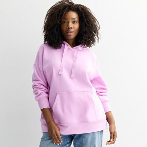 �\�m�} ���f�B�[�X �g�b�v�X T�V���c �v���X�T�C�Y �t���[�X �p�[�J�[ Plusize Sonoma Goods For Life Fleece Tunic Hoodie Melrose Pink �s���N