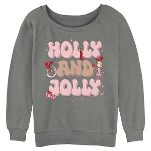 �A�j���L�����N�^�[ ���f�B�[�X �g�b�v�X T�V���c �p�C�� Licensed Character Juniors' Cindy Lou Wholly & Jolly Long Sleeve Slouchy Terry Pullover Gray Heather �O���[