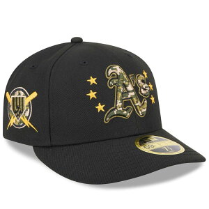�j���[�G�� �����Y �A�N�Z�T���[ �X�q Men's New Era Black Oakland Athletics 2024 Armed Forces Day Low Profile 59FIFTY Fitted Hat Oas Black �u���b�N