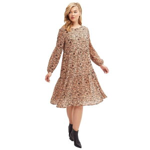 Ellos ���f�B�[�X �g�b�v�X �����s�[�X �e�B�A�[�h �v���X�T�C�Y �I�[�o�[���C �V�A�[ ellos Plusize Sheer Overlay Tieredress Antique Blush Floral �u���b�V��