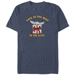�X�^�[ �E�H�[�Y �����Y �g�b�v�X T�V���c �g�[�� �O���t�B�b�N Big & Tall Star Wars The Mandalorian Grogu The Way To The Gifts Graphic Tee Navy Heather �w�U�[