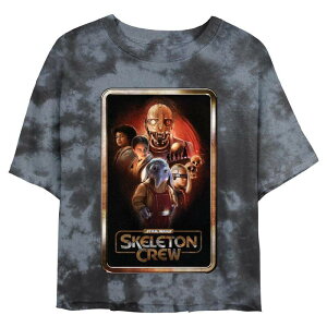 �X�^�[ �E�H�[�Y ���f�B�[�X �g�b�v�X T�V���c �N���b�v�h �O���t�B�b�N Juniors' Star Warskeleton Crew Characters Poster Cropped Graphic Tee Black Charcoal �u���b�N