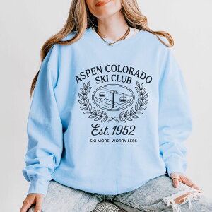 Simply Sage Market ���f�B�[�X �g�b�v�X T�V���c �X�E�F�b�g Simply Sage Market Aspen Colorado Ski Club Laureleaves - Women's Lightweight Garment Dyed Sweatshirt Hydrangea