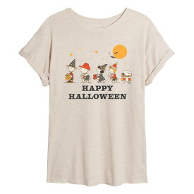 アニメキャラクター レディース トップス Tシャツ Licensed Character Juniors' Peanuts Halloween Group Oversized Tee Beige ベージュ