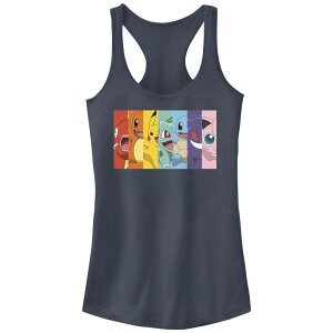 �A�j���L�����N�^�[ ���f�B�[�X �g�b�v�X T�V���c Licensed Character Juniors' Pokemon Characters Rainbow Stripes Racerback Tank Top Indigo �C���f�B�S