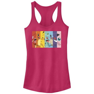 �A�j���L�����N�^�[ ���f�B�[�X �g�b�v�X T�V���c Licensed Character Juniors' Pokemon Characters Rainbow Stripes Racerback Tank Top Raspberry �X�g���C�v