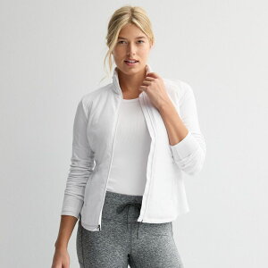 Tek Gear ���f�B�[�X �g�b�v�X T�V���c �W���P�b�g Women's Tek Gear Mixed Media Running Jacket Modern White �z���C�g