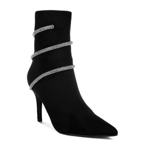 �����h�����O ���f�B�[�X �V���[�Y �u�[�c�E���C���u�[�c London Rag Roda Women's Rhinestone Wrap Stiletto Boots Black �u���b�N