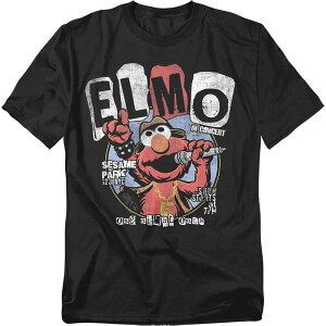 �A�j���L�����N�^�[ �����Y �g�b�v�X T�V���c �g�[�� �O���t�B�b�N Licensed Character Big & Tall Sesame Street Elmo Concert Graphic Tee Black �u���b�N