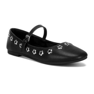�����h�����O ���f�B�[�X �V���[�Y �T���_�� �t�����[�� �t�����[ London Rag Floral Eyelet Women'strapped Ballet Flats Black �u���b�N