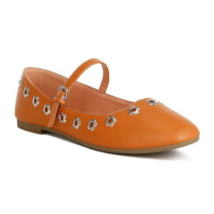 �����h�����O ���f�B�[�X �V���[�Y �T���_�� �t�����[�� �t�����[ London Rag Floral Eyelet Women'strapped Ballet Flats Tan �^��