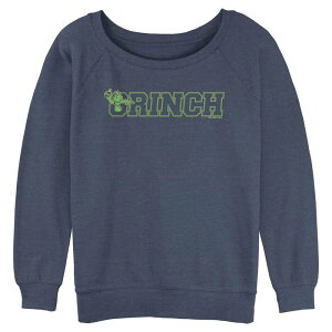 �A�j���L�����N�^�[ ���f�B�[�X �g�b�v�X T�V���c �p�C�� Licensed Character Juniors' The Grinch Varsity Style Long Sleeve Slouchy Terry Pullover Blue Heather �w�U�[