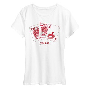 �A�j���L�����N�^�[ ���f�B�[�X �g�b�v�X T�V���c �O���t�B�b�N Licensed Character Women's You'll Do Playing Cards Graphic Tee White �z���C�g