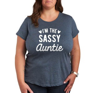 �A�j���L�����N�^�[ ���f�B�[�X �g�b�v�X T�V���c �v���X�T�C�Y �O���t�B�b�N Licensed Character Plus I'm The Sassy Auntie Graphic Tee Heather Blue �w�U�[
