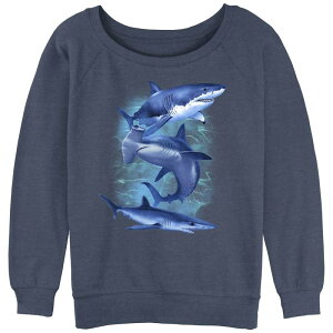 �A���u�����f�b�h ���f�B�[�X �g�b�v�X T�V���c �O���t�B�b�N Unbranded Juniors' Three Blue Sharks Graphic Pullover Blue Heather �w�U�[