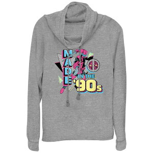 �}�[�x�� ���f�B�[�X �g�b�v�X T�V���c �O���t�B�b�N Women's Marvel Deadpool Made In The 90s Poster Cowlneck Graphic Lightweight Long Sleeve Gray Heather �O���[