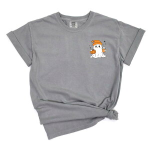 Simply Sage Market ���f�B�[�X �g�b�v�X T�V���c �O���t�B�b�N Simply Sage Market Ghost Pumpkin Spice Sparkle - Women's Garment Dyed Graphic T-Shirt Grey �O���[