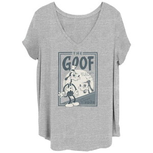 �f�B�Y�j�[ ���f�B�[�X �g�b�v�X T�V���c V�l�b�N Disney's 100th Anniversary Women's Goofy Goof Since 1932 Retro V-Neck Tee Heather Gray �O���[