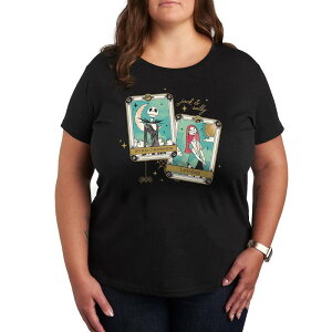 �f�B�Y�j�[ ���f�B�[�X �g�b�v�X T�V���c �v���X�T�C�Y �O���t�B�b�N Disney's The Nightmare Before Christmas Plustar Crossed Lovers Graphic Tee Black �u���b�N