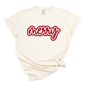 Simply Sage Market レディース トップス Tシャツ グラフィック Simply Sage Market Merry Outline Puff - Women's Garment Dyed Graphic T-Shirt Ivory アイボリー