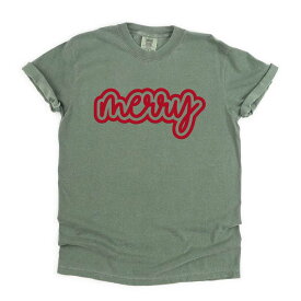 Simply Sage Market レディース トップス Tシャツ グラフィック Simply Sage Market Merry Outline Puff - Women's Garment Dyed Graphic T-Shirt Moss