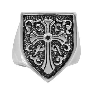 �A���u�����f�b�h �����Y �A�N�Z�T���[ �����O T�V���c Unbranded Stainlessteel and Black Immersion-Plated Stainlessteel Black Diamond Accent Cross and Shield Ring - Men Multi/None �}���`�J���[