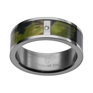 �A���u�����f�b�h �����Y �A�N�Z�T���[ �����O T�V���c Unbrandediamond Accent Stainlessteel Tigerstripe Camouflage Wedding Band - Men Multi/None �}���`�J���[