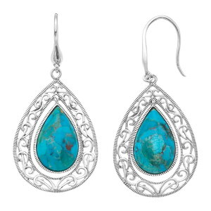 Aufbh fB[X ANZT[ sAXECO Unbranded Sterling Silvereconstituted Turquoise Teardrop Earringsterling ^[RCY