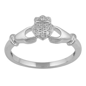 �A���u�����f�b�h ���f�B�[�X �A�N�Z�T���[ �����O Unbranded Sterling Silver 1/10 Carat.W. Diamond Claddagh Ring Sterling Silver �V���o�[