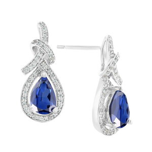 Aufbh fB[X ANZT[ sAXECO Unbranded Rhodium-Plated Lab-Created Sapphire Stud Earringsterling Tt@CA