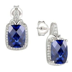 Aufbh fB[X ANZT[ sAXECO Unbranded Rhodium-Plated Lab-Created Sapphire Stud Earringsterling Tt@CA