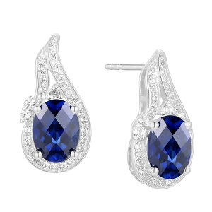 Aufbh fB[X ANZT[ sAXECO Unbranded Rhodium-Plated Lab-Created Sapphire Stud Earringsterling Tt@CA
